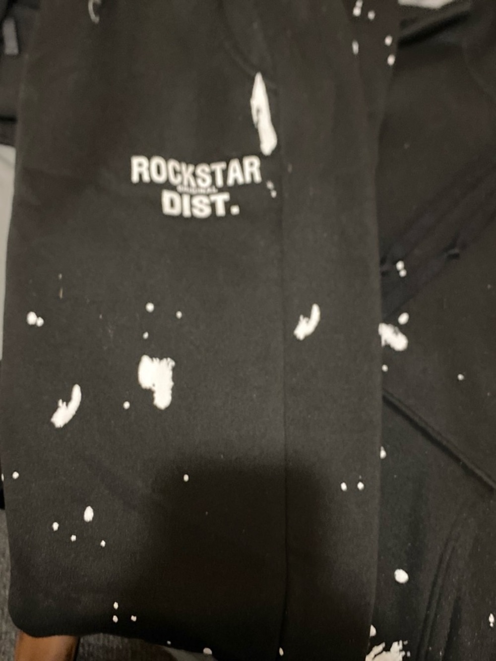 Rockstar Dist. Black Joggers with White Paint Splatter